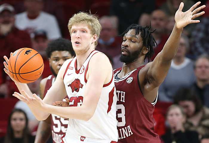 Arkansas center Connor Vanover.